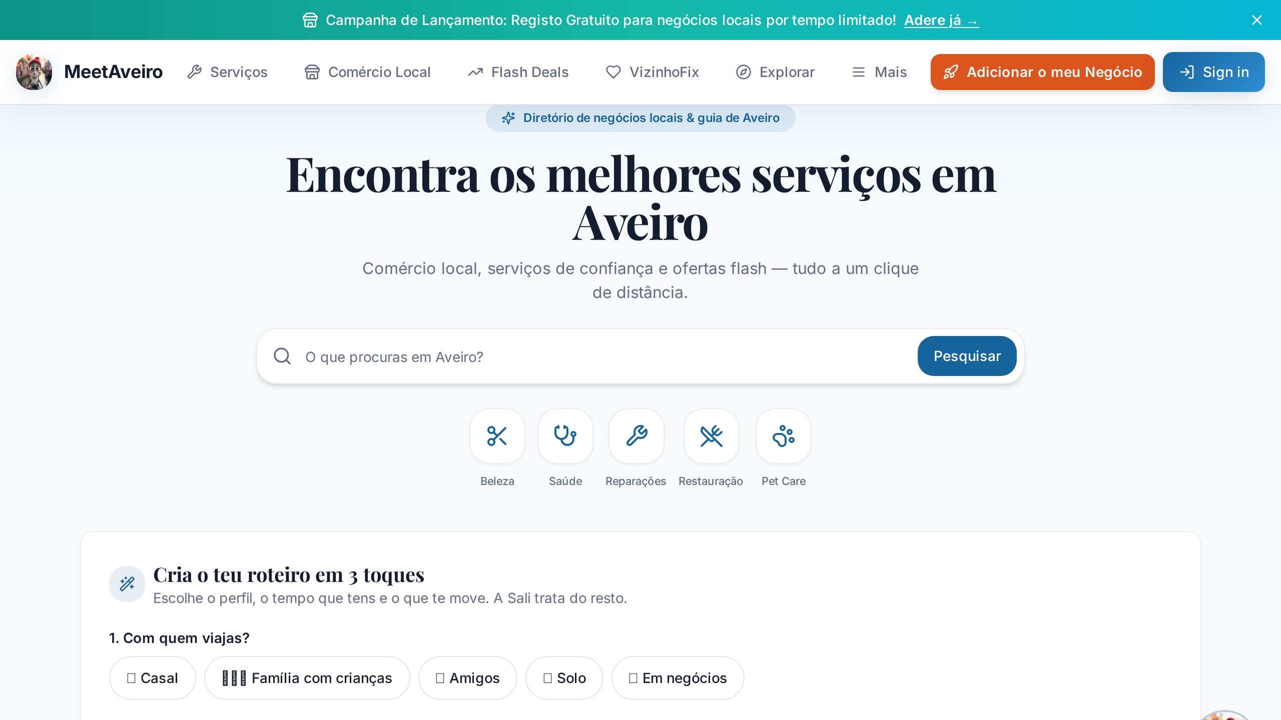 Capa do portal MeetAveiro