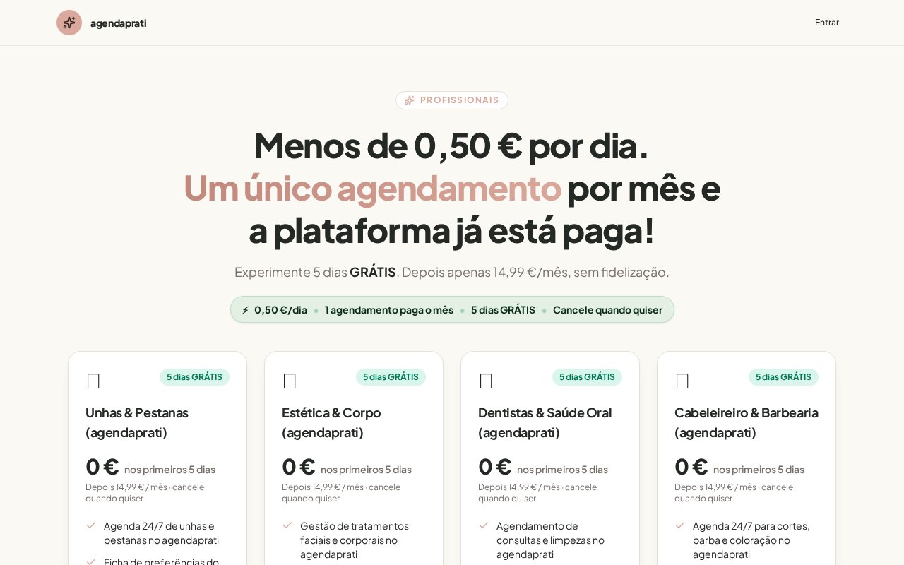 Capa da plataforma AgendaPrati